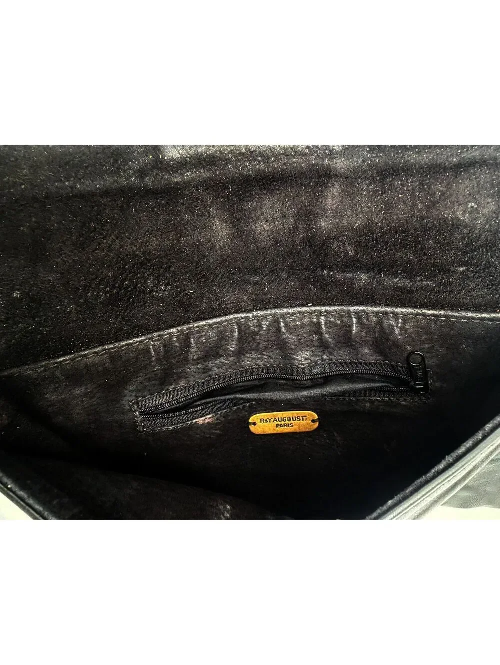R&Y Augousti Black Leather Shagreen Stingray Flap Evening Clutch Purse Bag